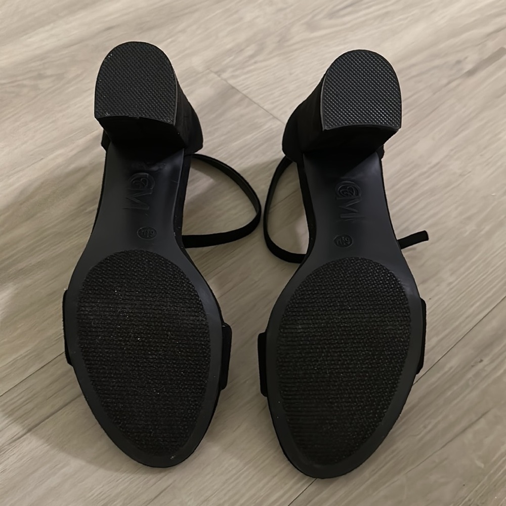 Chelsea Moreland Glory Microsuede Ankle-Strap Black Heels - Picture 3 of 3